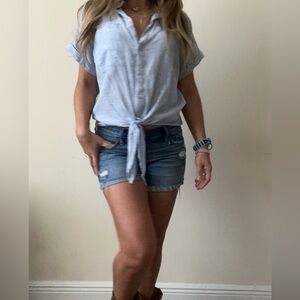 Coastal cowgirl striped linen/cotton top 🧵🧵 beachlunchlounge 🧵🧵